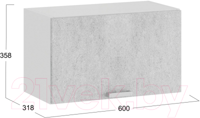 Шкаф под вытяжку ТриЯ Гранита 1В6Г (белый/бетон снежный)