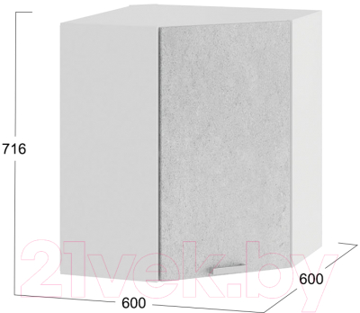 Шкаф навесной для кухни ТриЯ Гранита 1В6У (белый/бетон снежный)