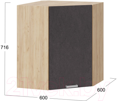 Шкаф навесной для кухни ТриЯ Гранита 1В6У (дуб крафт золотой/бетон графит)