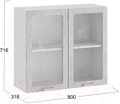 Шкаф навесной для кухни ТриЯ Гранита 1В8С (белый/бетон снежный)