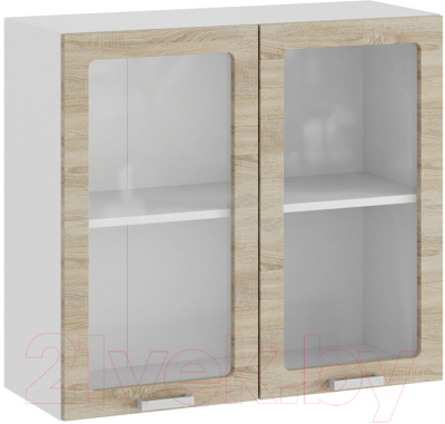 Шкаф навесной для кухни ТриЯ Гранита 1В8С (белый/дуб сонома) - фото