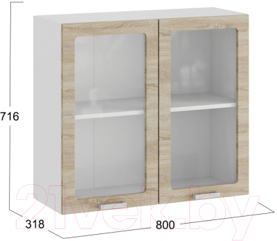Шкаф навесной для кухни ТриЯ Гранита 1В8С (белый/дуб сонома)