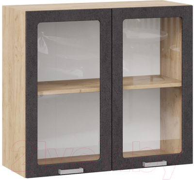 Шкаф навесной для кухни ТриЯ Гранита 1В8С (дуб крафт золотой/бетон графит) - фото