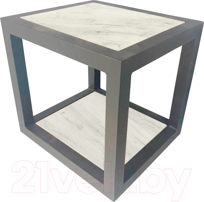 Полка Millwood Лофт 6 Венеция (дуб белый Craft/металл черный) - фото