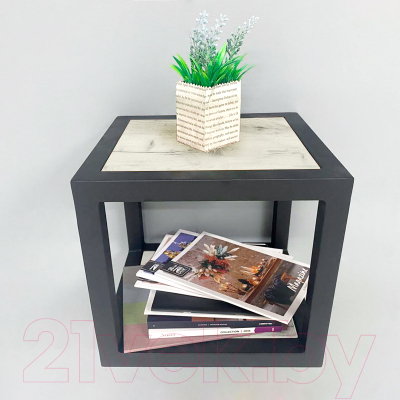 Полка Millwood Лофт 6 Венеция (дуб белый Craft/металл черный)