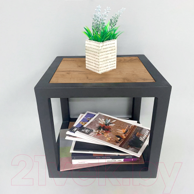 Полка Millwood Лофт 6 Венеция (дуб золотой Craft/металл черный)