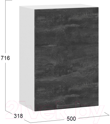 Шкаф навесной для кухни ТриЯ Детройт 1В5 (белый/угольный камень)