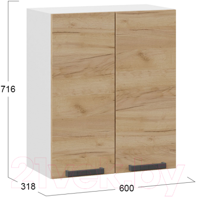 Шкаф навесной для кухни ТриЯ Детройт 1В6 (белый/дуб крафт золотой)