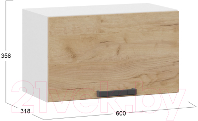 Шкаф навесной для кухни ТриЯ Детройт 1В6Г (белый/дуб крафт золотой)