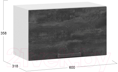Шкаф навесной для кухни ТриЯ Детройт 1В6Г (белый/угольный камень)