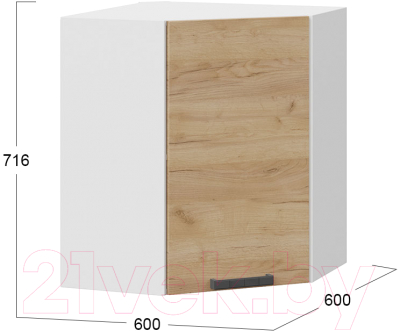 Шкаф навесной для кухни ТриЯ Детройт 1В6У (белый/дуб крафт золотой)