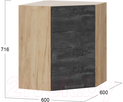 Шкаф навесной для кухни ТриЯ Детройт 1В6У (дуб крафт золотой/угольный камень)