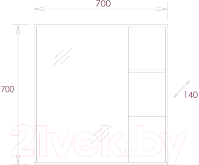 Шкаф с зеркалом для ванной Onika Тимбер 70.00 (207045)