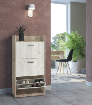 Тумба для обуви Артём-Мебель СН-100.07 (дуб крафт белый/дуб крафт серый)