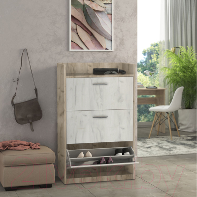 Тумба для обуви Артём-Мебель СН-100.09 (дуб крафт белый/дуб крафт серый)