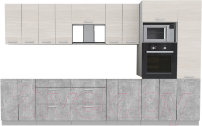 Готовая кухня Интерлиния Мила Лайт 3.4 ВТ без столешницы - фото