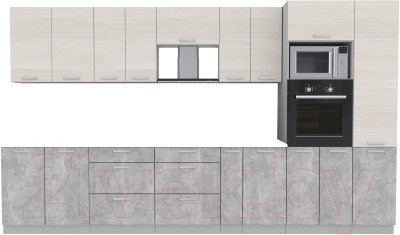 Готовая кухня Интерлиния Мила Лайт 3.6 ВТ без столешницы  - фото