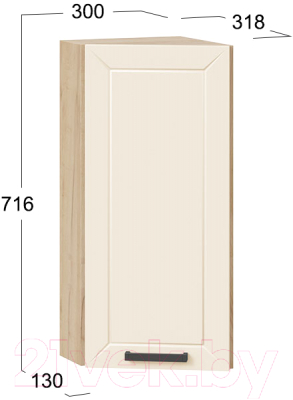 Шкаф навесной для кухни ТриЯ Лорас 1В3Т (дуб крафт золотой/холст брюле)