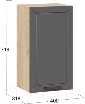 Шкаф навесной для кухни ТриЯ Лорас 1В4 (дуб крафт золотой/холст вулкан)