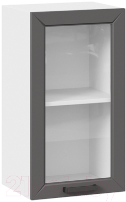 Шкаф навесной для кухни ТриЯ Лорас 1В4С (белый/холст вулкан) - фото