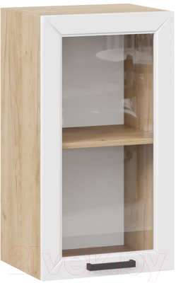 Шкаф навесной для кухни ТриЯ Лорас 1В4С (дуб крафт золотой/холст белый) - фото