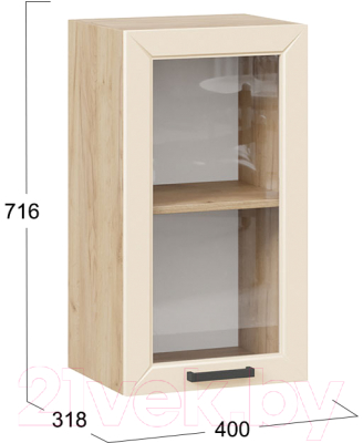 Шкаф навесной для кухни ТриЯ Лорас 1В4С (дуб крафт золотой/холст брюле)