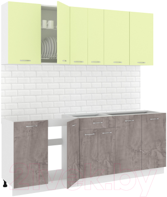 Готовая кухня Кортекс-мебель Корнелия Лира-лайт 2.1м без столешницы - фото