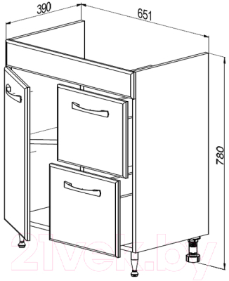 Тумба под умывальник СанитаМебель Камелия-66.89 Д2 (белый)