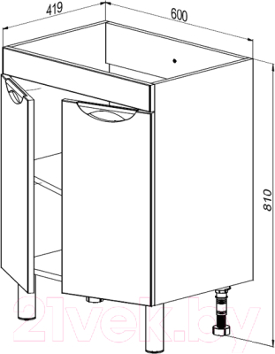 Тумба под умывальник СанитаМебель Камелия-64 Д3 (белый)
