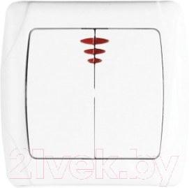 Выключатель EKF Мадрид 2кл 10А с индикатором / EIV10-123-10 - фото