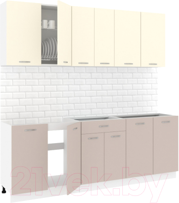Готовая кухня Кортекс-мебель Корнелия Лира-лайт 2.2м без столешницы - фото