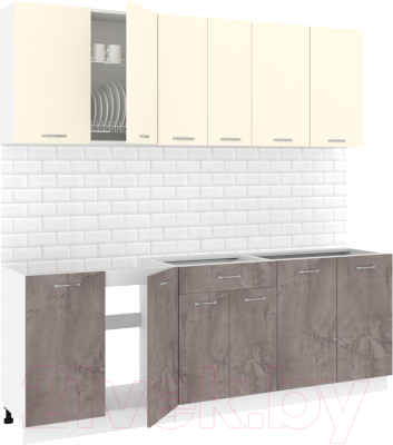 Готовая кухня Кортекс-мебель Корнелия Лира-лайт 2.2м без столешницы - фото