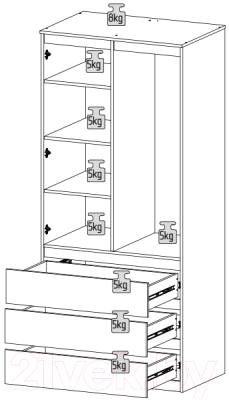 Шкаф MySTAR Сноули 900.2 ИВ-121.11 (белый)
