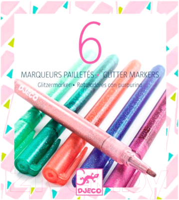 Фломастеры Djeco Пастель с блестками / 08877 - фото