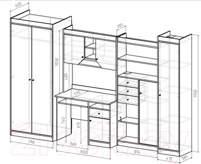 Комплект мебели для кабинета Интермебель Юниор (белый)