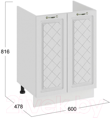 Шкаф под мойку ТриЯ Бьянка 1Н6М (белый/дуб белый)