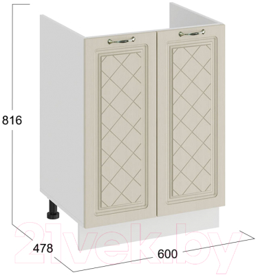 Шкаф под мойку ТриЯ Бьянка 1Н6М (белый/дуб ваниль)