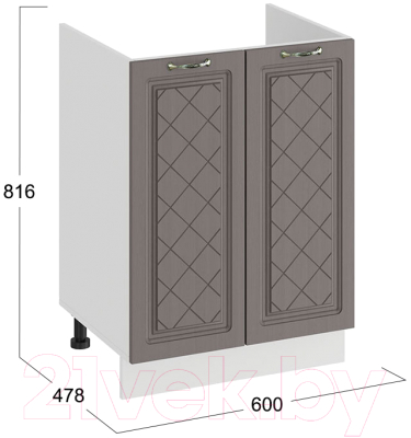 Шкаф под мойку ТриЯ Бьянка 1Н6М (белый/дуб серый)