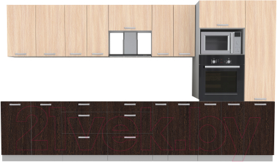 Готовая кухня Интерлиния Мила Лайт 3.6 ВТ без столешницы - фото