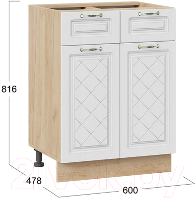 Шкаф-стол кухонный ТриЯ Бьянка 1Н6Я1 (дуб крафт золотой/дуб белый)