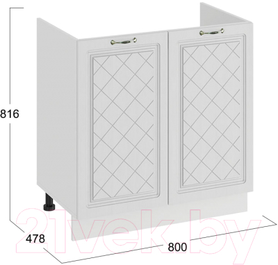 Шкаф под мойку ТриЯ Бьянка 1Н8М (белый/дуб белый)