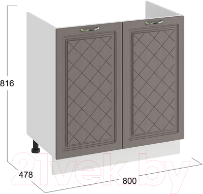 Шкаф под мойку ТриЯ Бьянка 1Н8М (белый/дуб серый)
