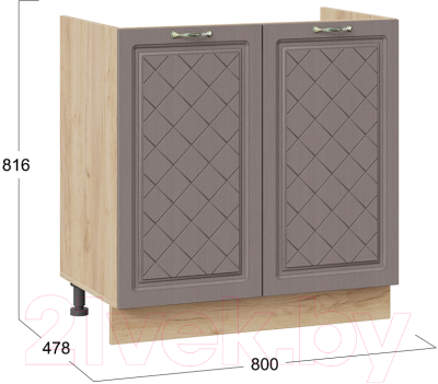 Шкаф под мойку ТриЯ Бьянка 1Н8М (дуб крафт золотой/дуб серый)