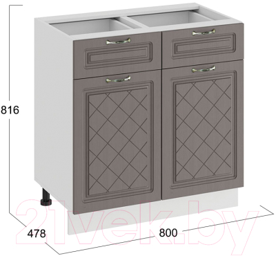 Шкаф-стол кухонный ТриЯ Бьянка 1Н8Я1 (белый/дуб серый)