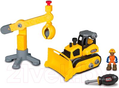 Игрушка-конструктор Nikko Junior Builder – Бульдозер Кран и аксессуары 40022 - фото