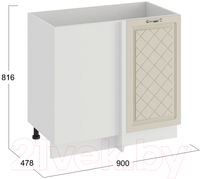 Шкаф под мойку ТриЯ Бьянка 1Н9У (белый/дуб ваниль)