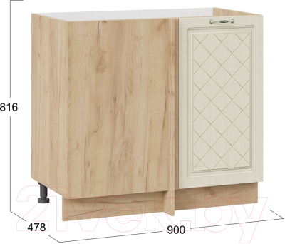 Шкаф под мойку ТриЯ Бьянка 1Н9У (дуб крафт золотой/дуб ваниль)