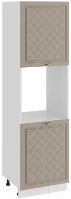 Шкаф-пенал кухонный ТриЯ Бьянка 1П6 (белый/дуб кофе) - фото