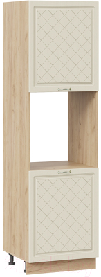 Шкаф-пенал кухонный ТриЯ Бьянка 1П6 (дуб крафт золотой/дуб ваниль) - фото