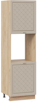 Шкаф-пенал кухонный ТриЯ Бьянка 1П6 (дуб крафт золотой/дуб кофе) - фото